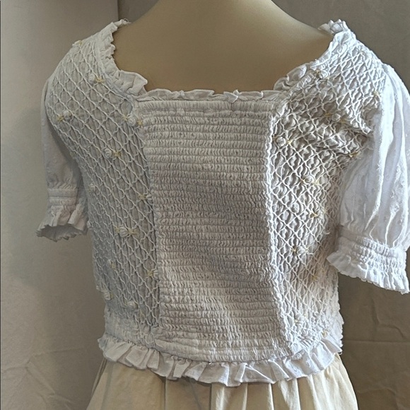 FREE PEOPLE CECELIA SMOCKED EMBROIDERED FLORAL CROPPED TOP SZ M - Picture 6 of 16